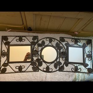 3 piece metal wall mirror set